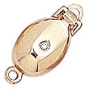 18KY SHINY OVAL CLASP W/ 2 DIA 7x10mm