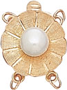 14KY RD FLOR CLASP W/PEARL 3 STR.