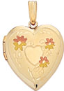 14KY FLORAL HEART LOCKET 18.5mm