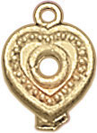 14KW CAST BEADED HEART W/LOOP .10